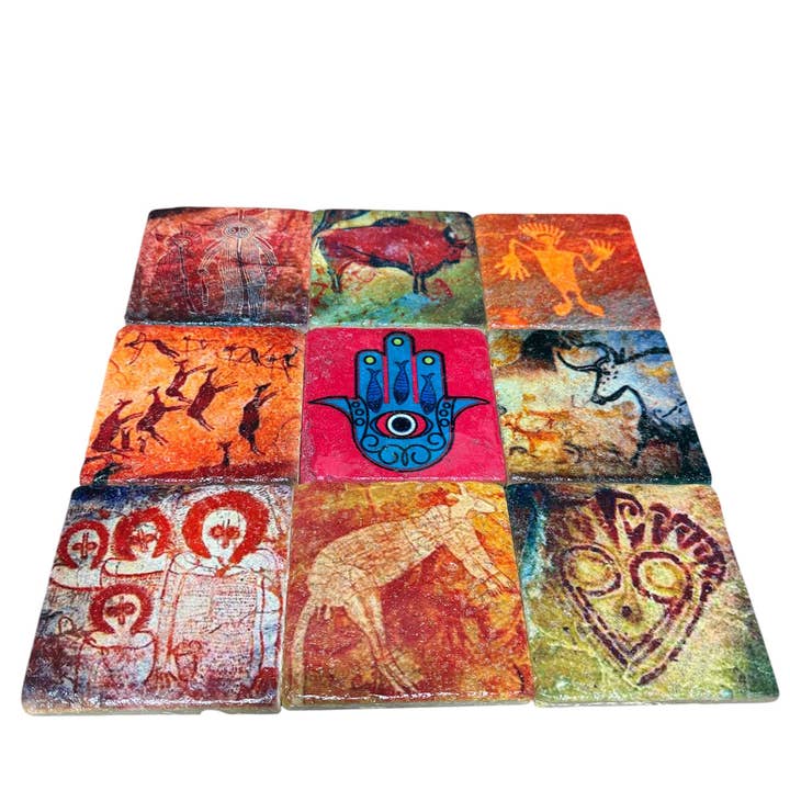 Antik Primitive Design HandPainted Coster-Tile Limited for wholesale by Natto USA