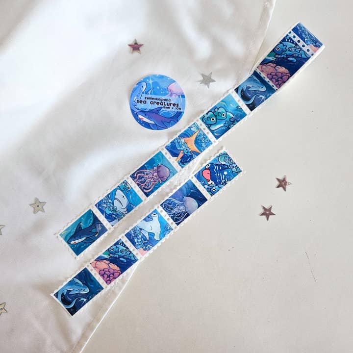 cinta adhesiva con estampado de criaturas marinas para venta al por mayor de Zellie's Koi Pond