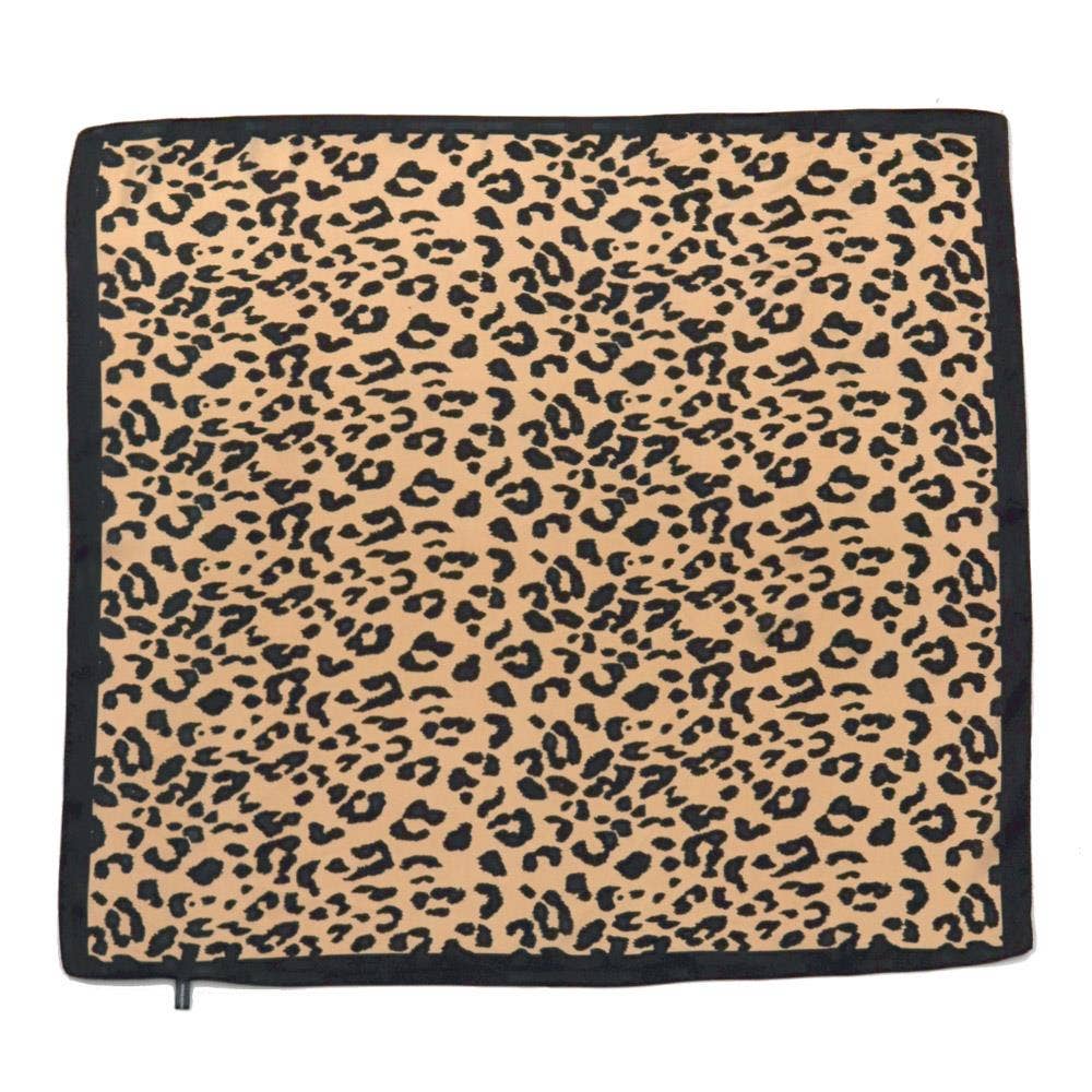 Black SAVANNA CHIC LEOPARD SQUARE BANDANA SCARF  for wholesale on Faire1