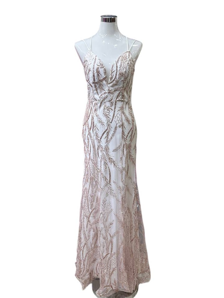 Langes Meerjungfrauenkleid mit elfenbeinfarbenen Strasssteinen für den Großhandel von Les Voiliers