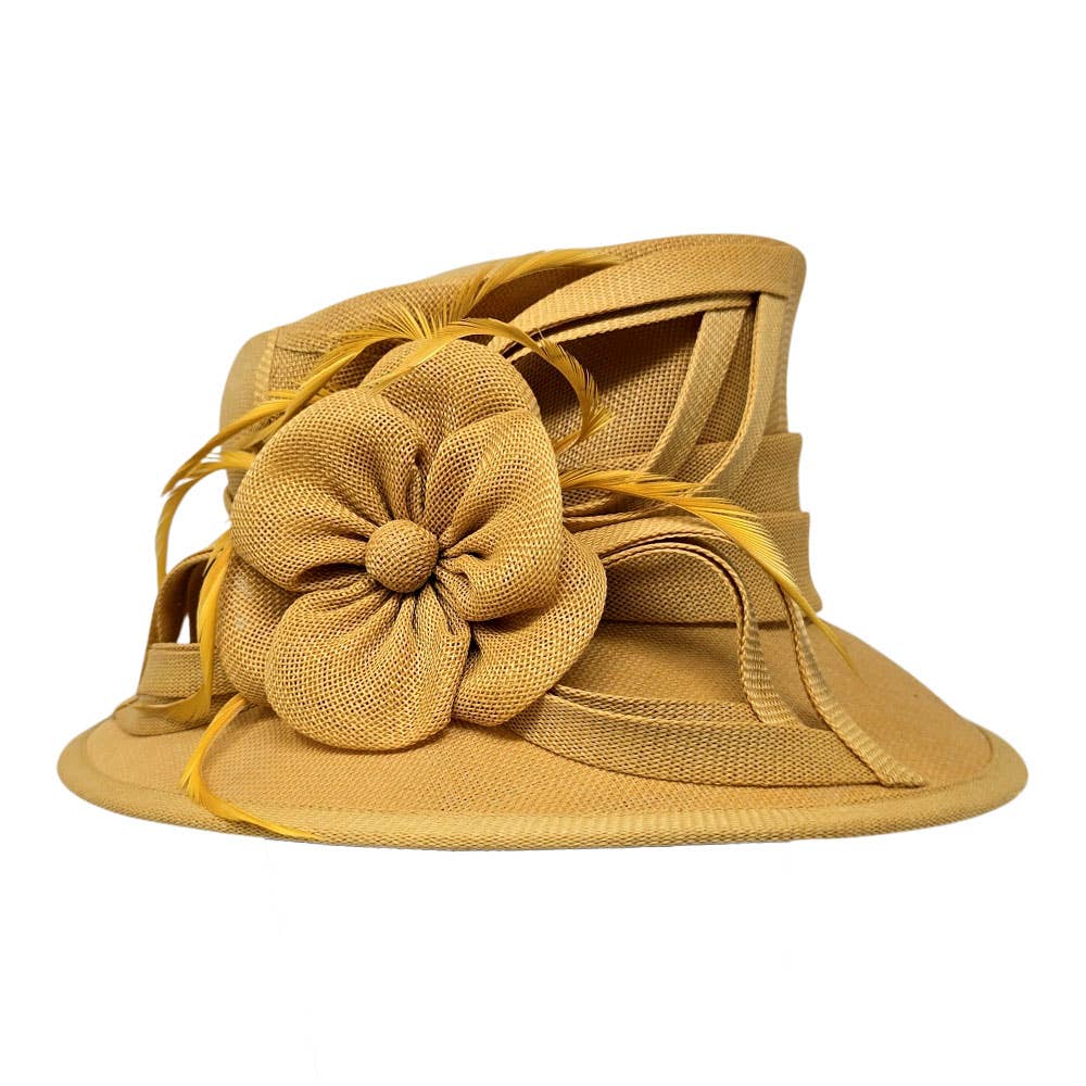 Sensibling Corp. - Wholesale Fascinator Hat - Women's - Flower Ribbon Feather Accented Sinamay Dressy Hat6