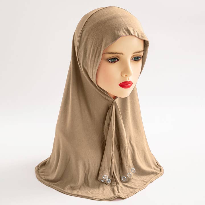 ACCITY - Wholesale Hijab - Women's - COTTON HIJAB THREE BUTTON TIE PULLOVER SCARF_CWASC24296