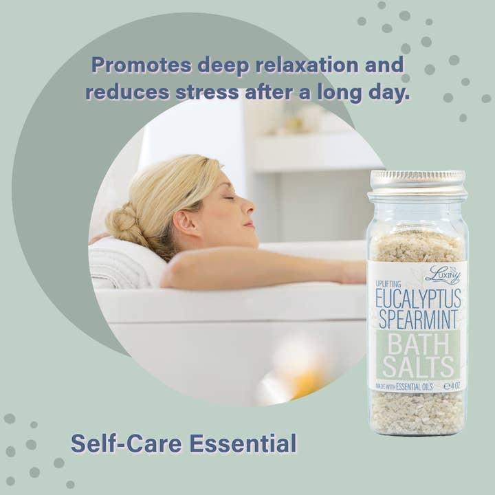 Luxiny Products - Luxurious Bath and Body - Wholesale Bath salts - Bath Salts with Eucalyptus Spearmint Essential Oil | 4 oz1