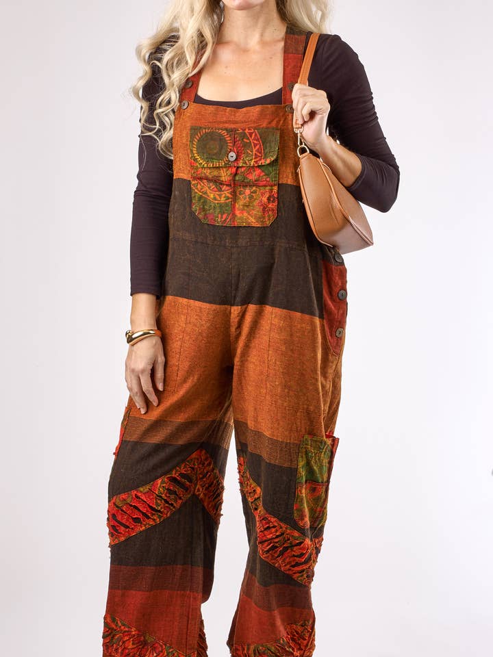 Kaleidoscope Accessories - Wholesale Overalls - Women's - Textured Cotton Patch Overalls, 2 Assorted9