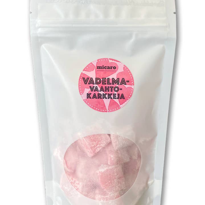 Raspberry flavoured marshmallows for wholesale by Micaro Makeiset Oy