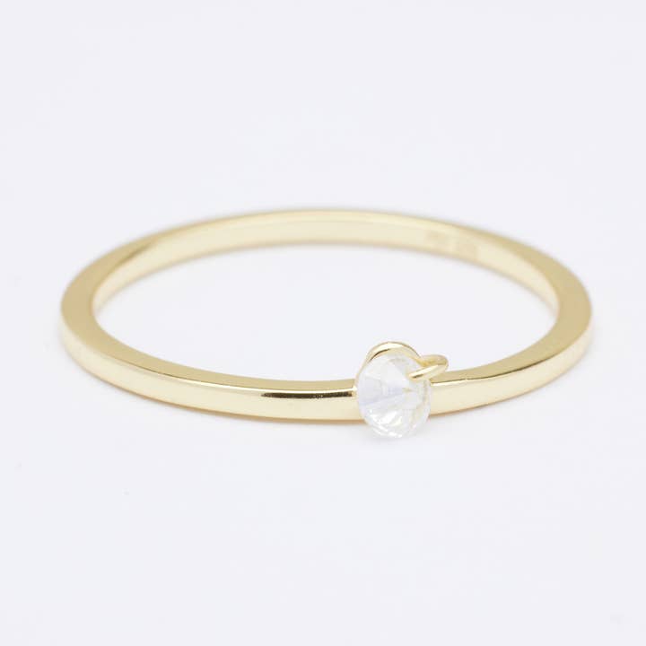 Moon Dangle CZ Stone gouden ring voor wholesale door Quill Fine Jewelry & Lifestyle