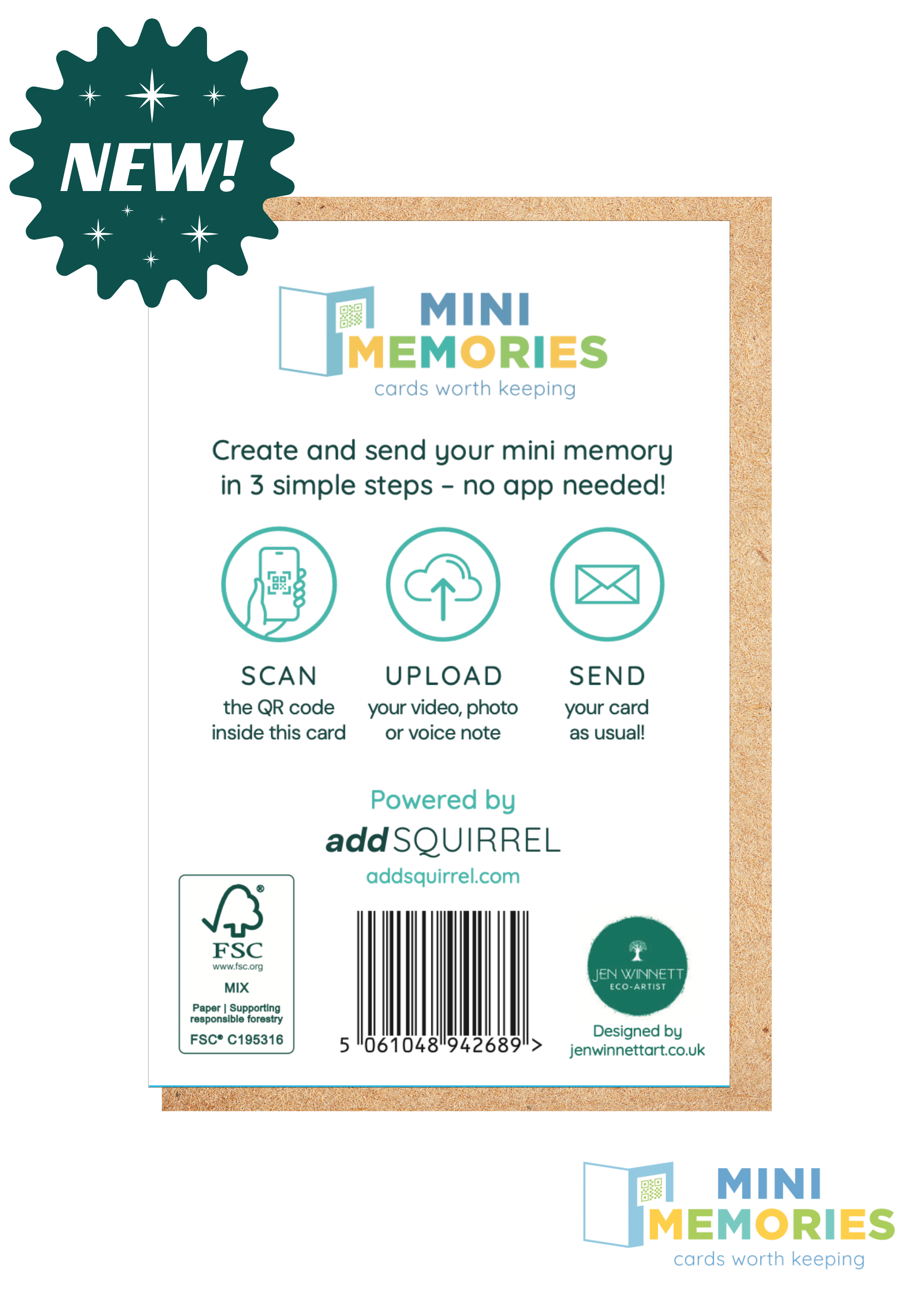 Jen Winnett Eco Artist - Wholesale Birthday Card - Refil Bundle 48 QR Greetings cards add video, photo or voice1