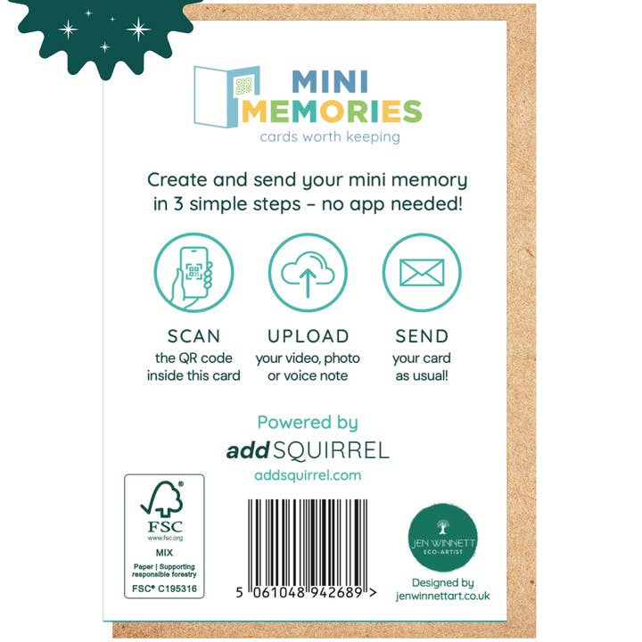 Jen Winnett Eco Artist - Wholesale Birthday Card - Refil Bundle 48 QR Greetings cards add video, photo or voice1