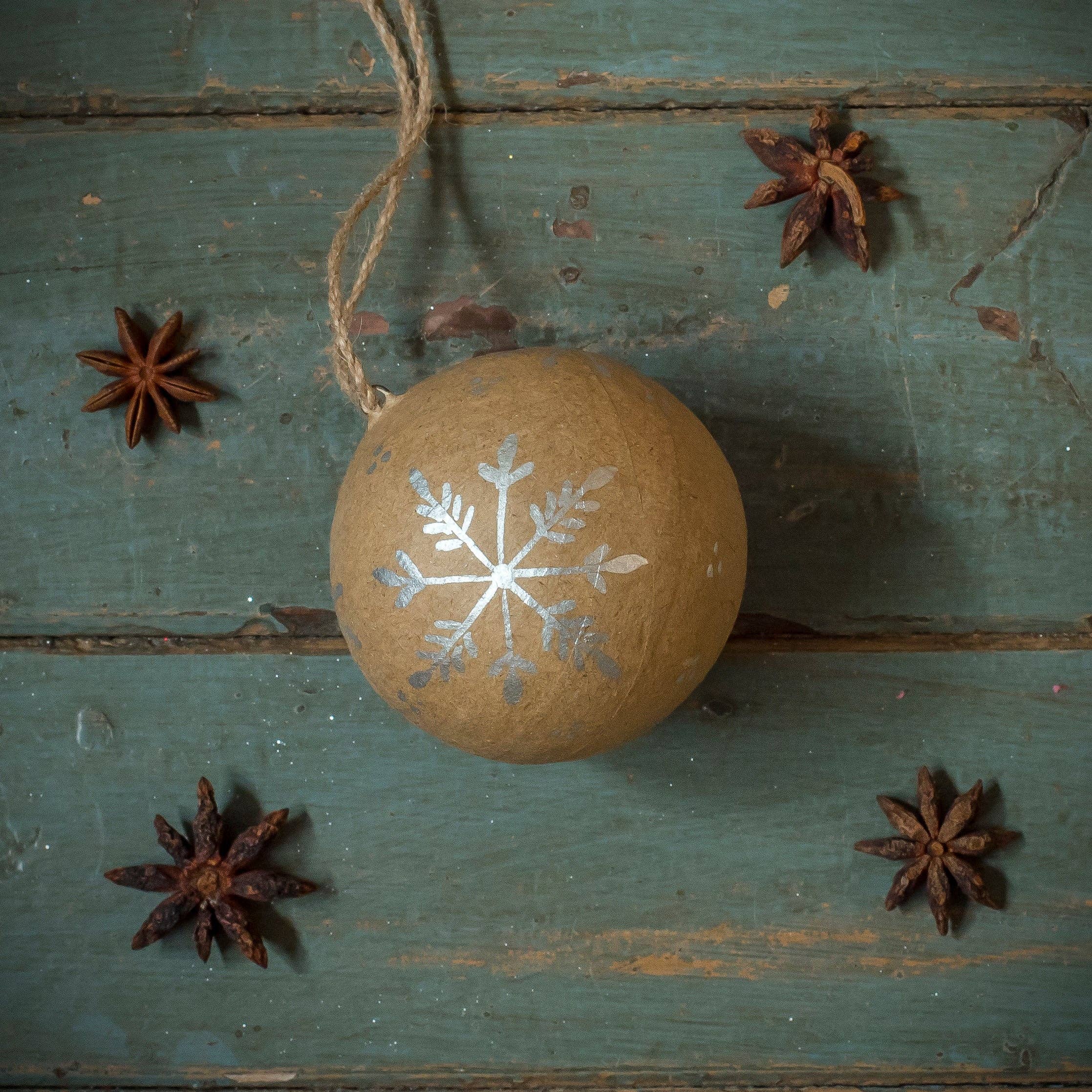 Moult - Wholesale Ornament - Kraft Papier Mache Baubles with Silver Decoration - 3 Designs2