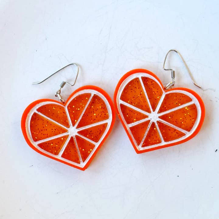 Orange You Glad Heart Earrings – Sweet Summer Collection for wholesale by Luna B Jewelry
