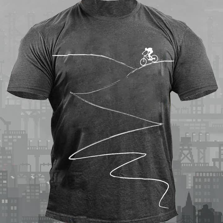 Mountainbiking trykte mænds udendørs T-shirt for engroshandel hos Tourtiwi