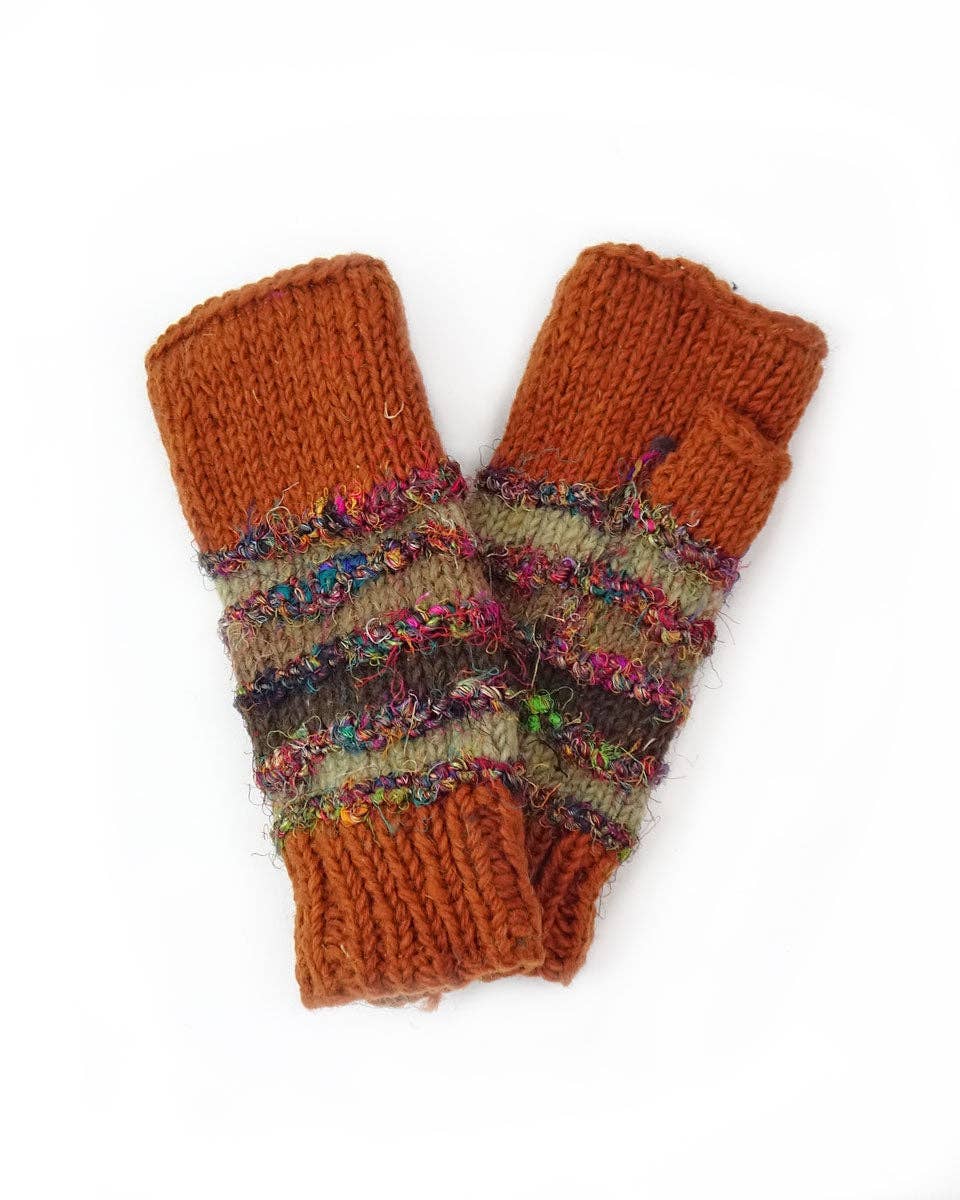 Zig Zag Asian Collection - Wholesale Gloves - Women's - Wool and Silk Knit Fingerless Gloves6