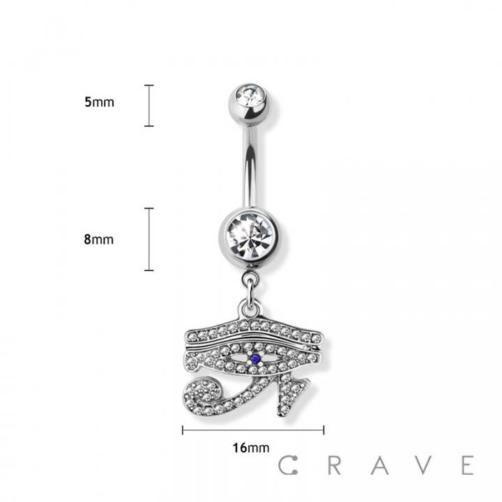 CRAVE – wholesale Belly ring – EGYPTIAN HORUS EYE DANGLE 316L SS NAVEL BELLY RING2