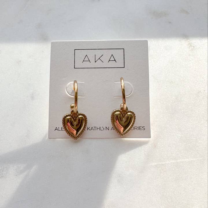 Boucles d'oreilles créoles cœur en or fantaisie - Créoles 2 en 1 pour la vente par Alexandra Kathlyn Accessories