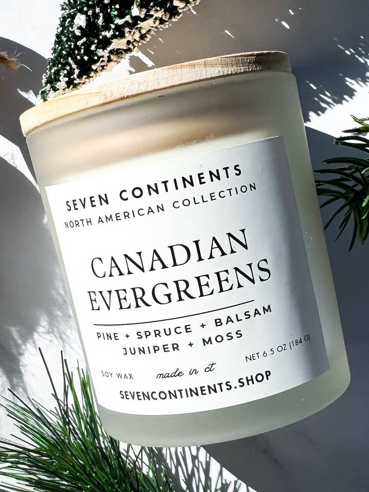 Canadian Evergreens Soy Wax Candle for wholesale by Seven Continents