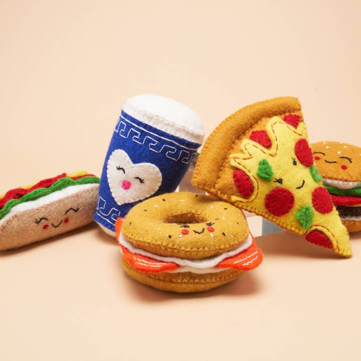 Brown Burger Squeaker Toy for wholesale on Faire2