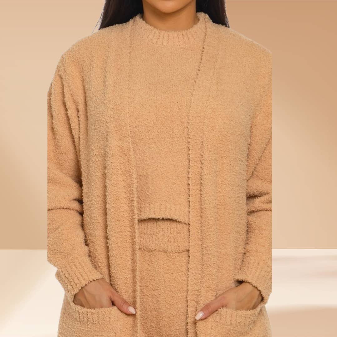 Celystrends - Vente Ensemble de vêtements d'intérieur – femme - Ensemble de 3 pièces Ensemble de détente douillet Teddy comme Skim3