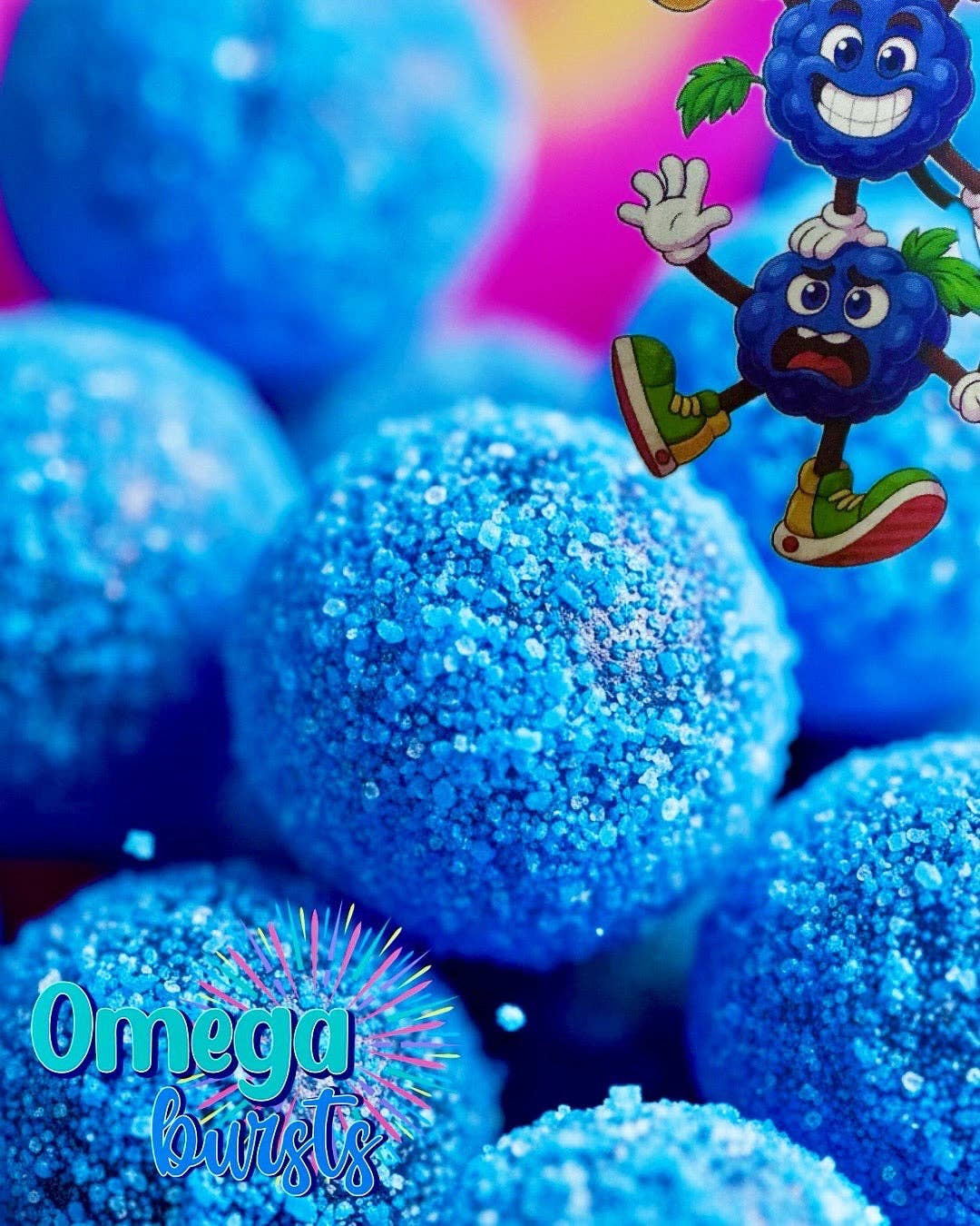 Omega Bursts - Wholesale Gummy - Omega Bursts - Blue Explosion - Super sour Blue Rasperry Bom2
