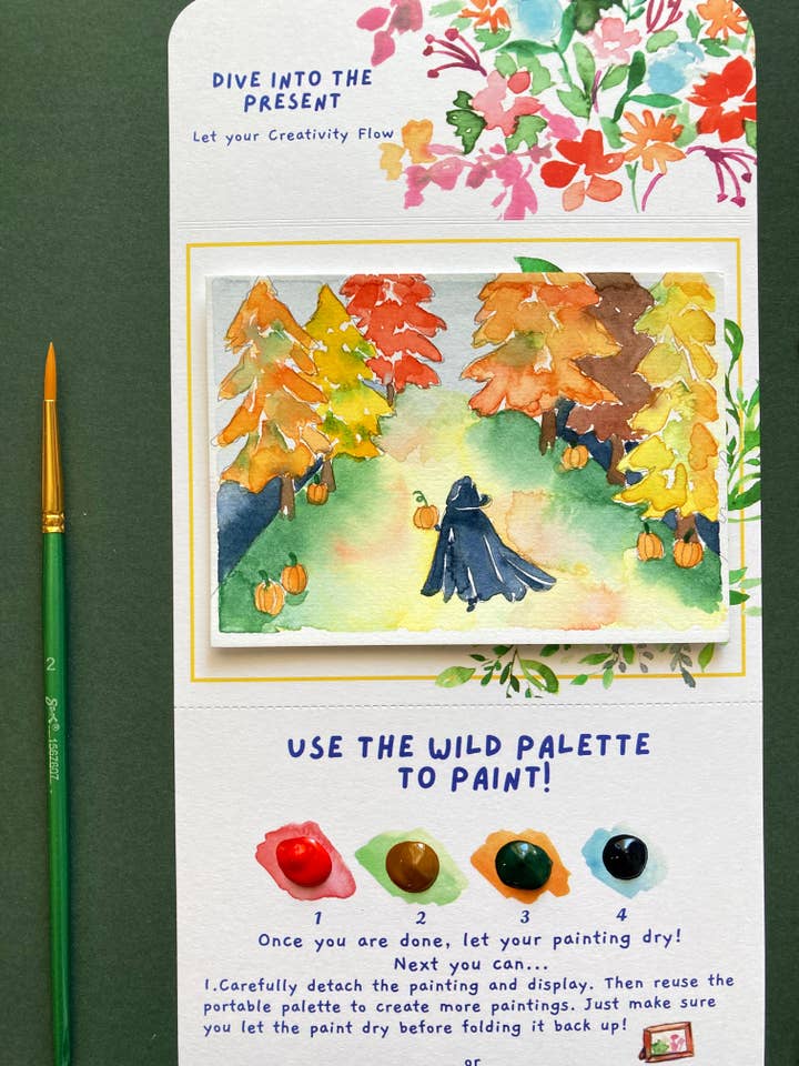 Herbstwald Hexe Aquarell Malen nach Zahlen DIY Kit für den Großhandel von Pink Puddle Studio