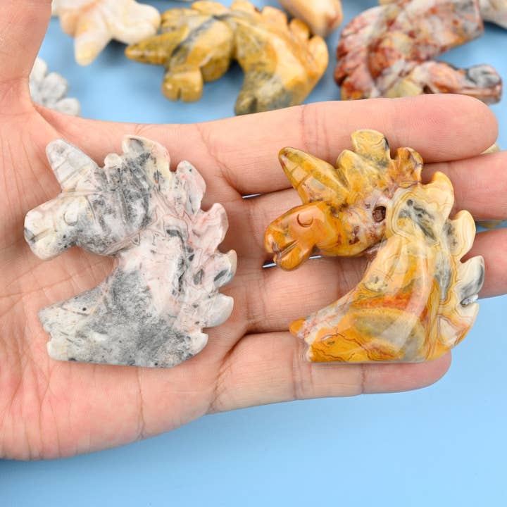 2" Crazy Agate Unicorn Gemstone Figurine for wholesale by ilovebeadsusa