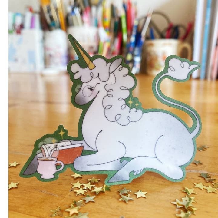 Adesivo di unicorno da lettura per la vendita all'ingrosso da parte di Sydney Warnes