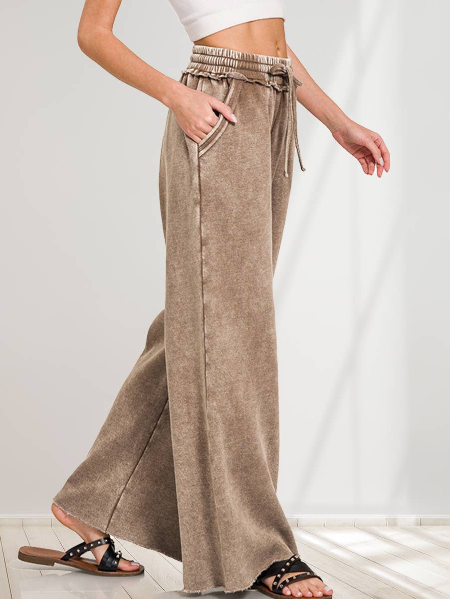 42POPS – Calças - Mulher por atacado – ,,..._ 0812 Calças de Fato de Treino em Felpa Acid Wash Com Bolsos SI-2683219