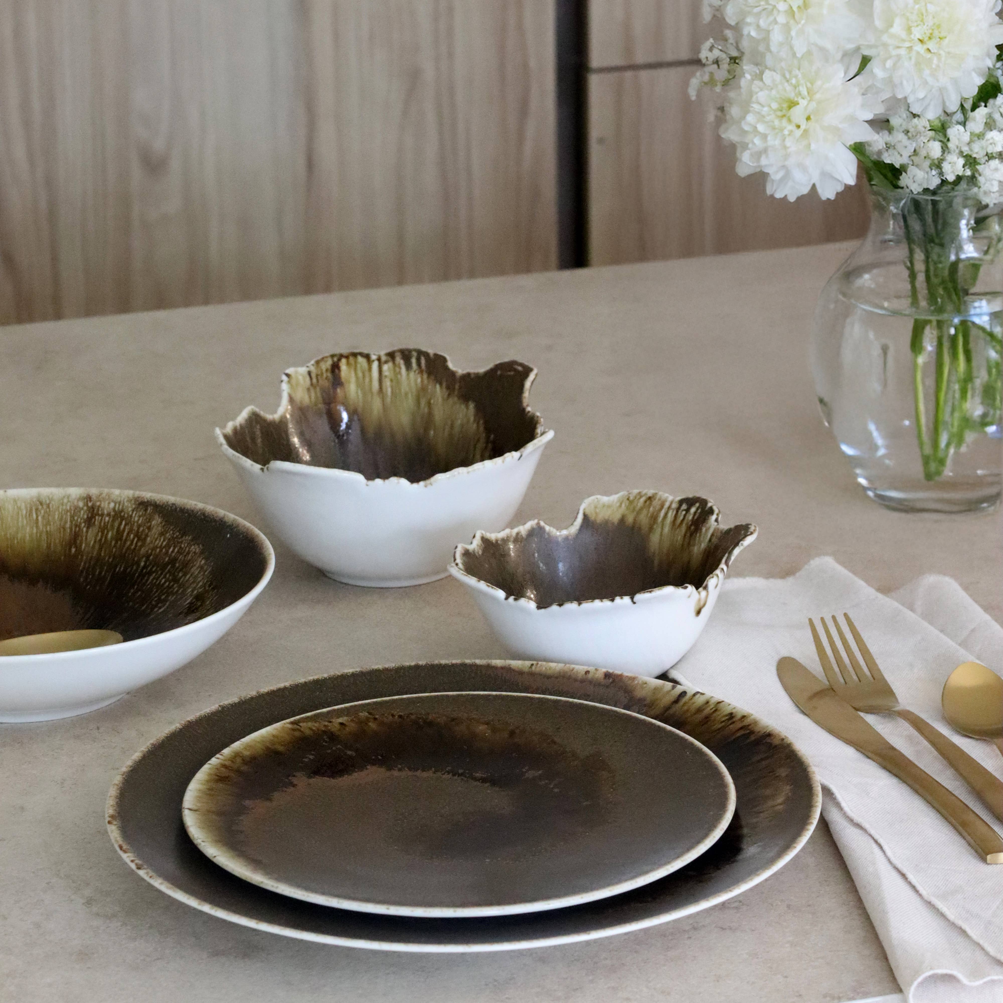 Ogo living - Wholesale Dinner Plate - Saturn flat plate 27cm in brown porcelain4