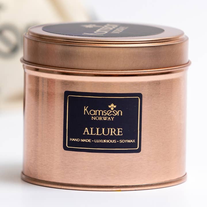 ALLURE - Bougie parfumée végétalienne sans cire de soja et paraben pour la vente par KAMSEEN