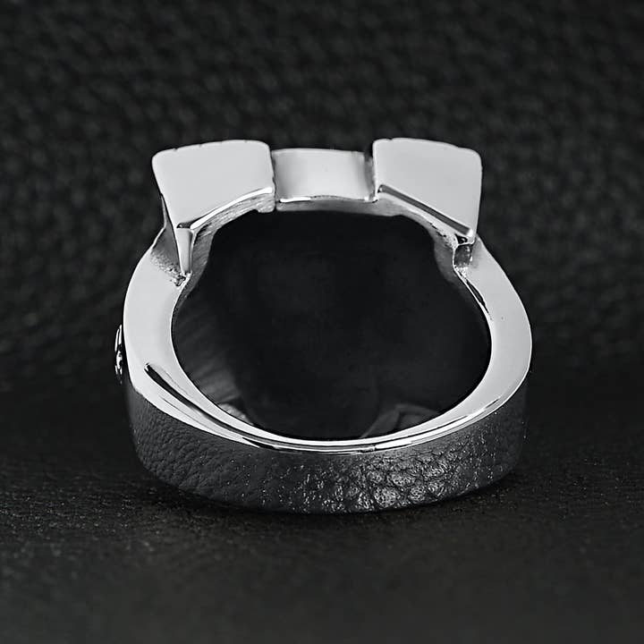 WJW - Wholesale Cocktail/Statement Ring - Stainless Steel Motorcycle Engine With Skull Accents Ring6