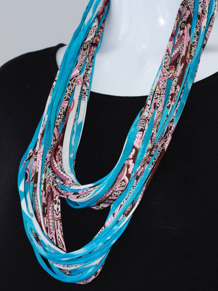 Cachecol e Colar em Estampado Paisley Turquesa por atacado de Necknots