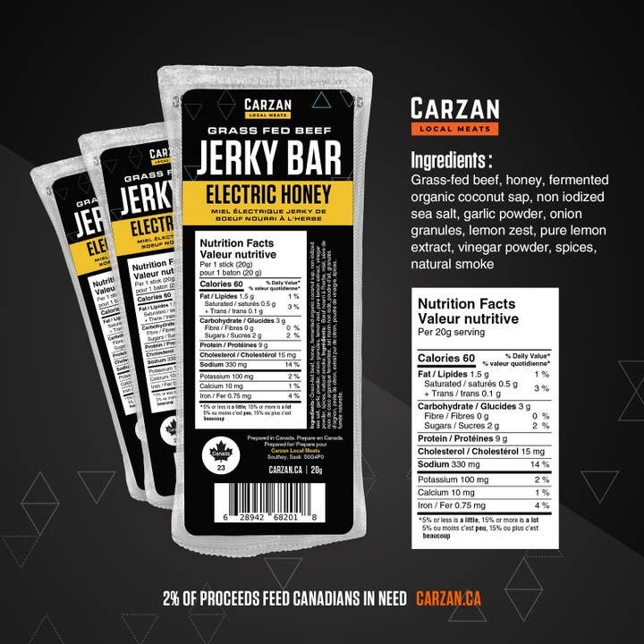 Carzan Local Meats - Wholesale Jerky - Electric Honey Jerky Bars2
