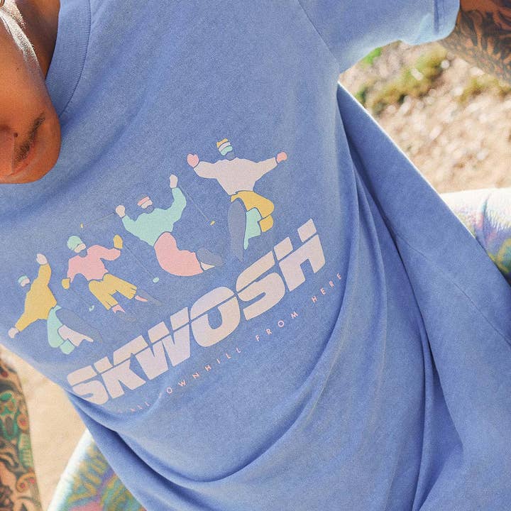 Skwosh - Wholesale Screen printed t-shirt – Men′s - All Downhill Regular Tee In Dusty Blue2