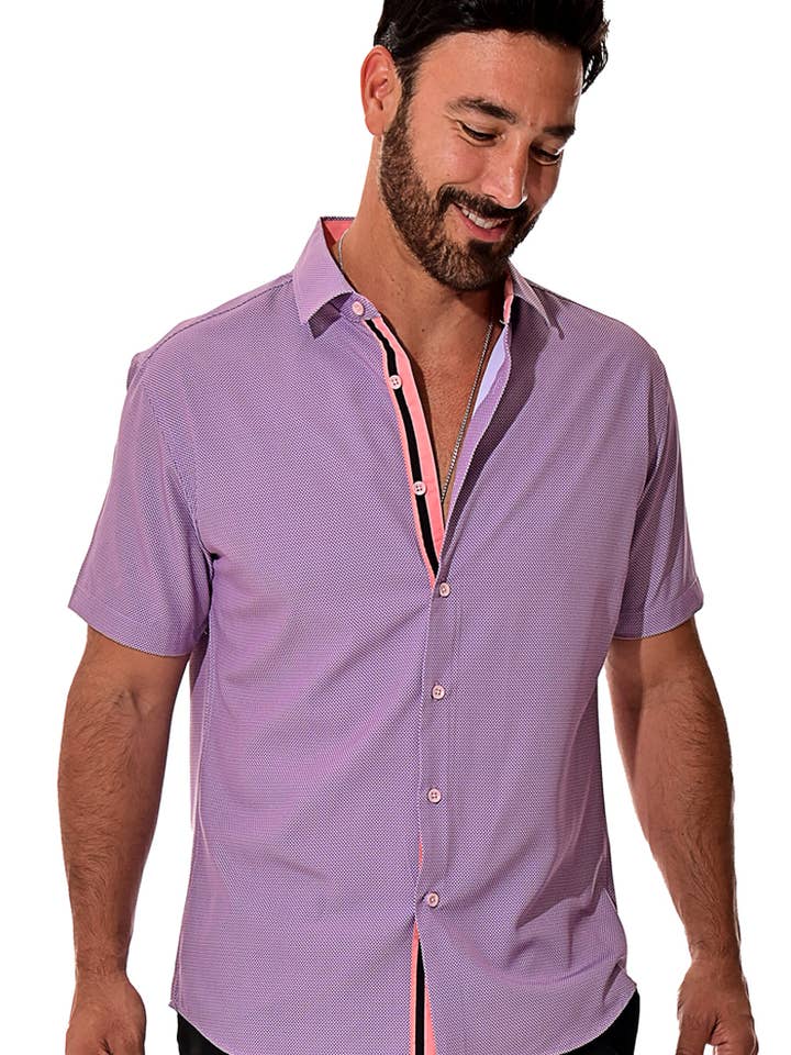 Camisa de Homem de Manga Curta com Botões à Frente MCX3189-A S-XL BOHIO por atacado de Azucar & Bohio