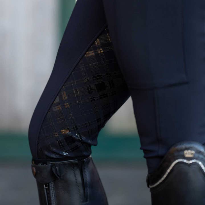 Dapplebay Holiday Plaid Full Seat Compression Breeches - Black for wholesale on Faire