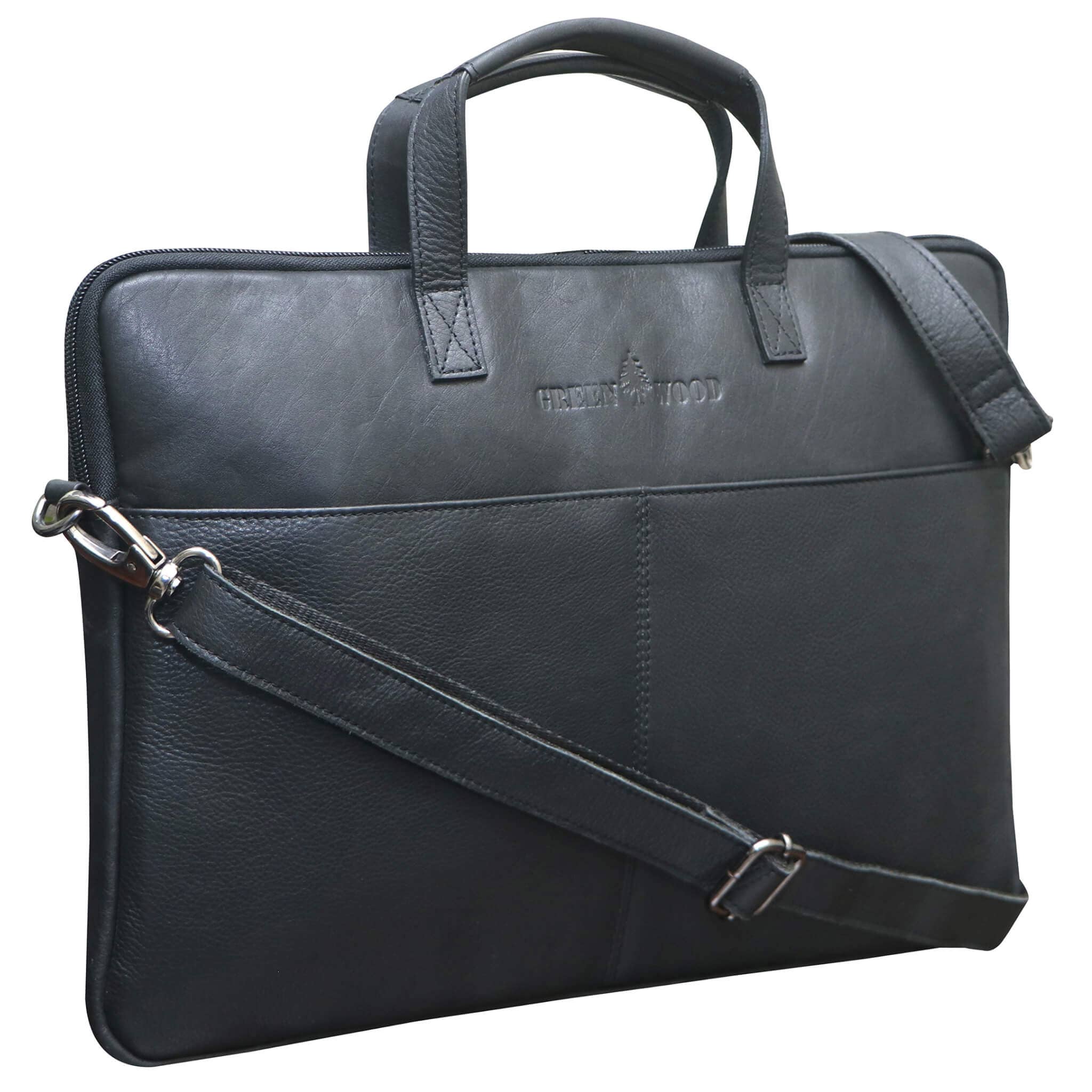 Greenwood - Wholesale Laptop Bag - Unisex - Fred Laptop Bag 13 Inch Leather with Detachable Shoulder Strap Macbook Air Sleeve15