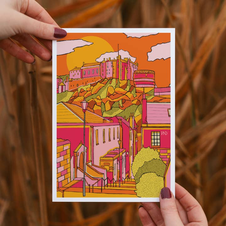 Freya Niamh Design - Wholesale Art Print - Edinburgh Castle Art Print, Travel-Themed Art
