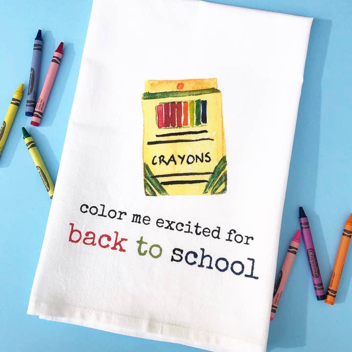 Torchon Color Me Excited for Back to School pour la vente par Suburban Soiree
