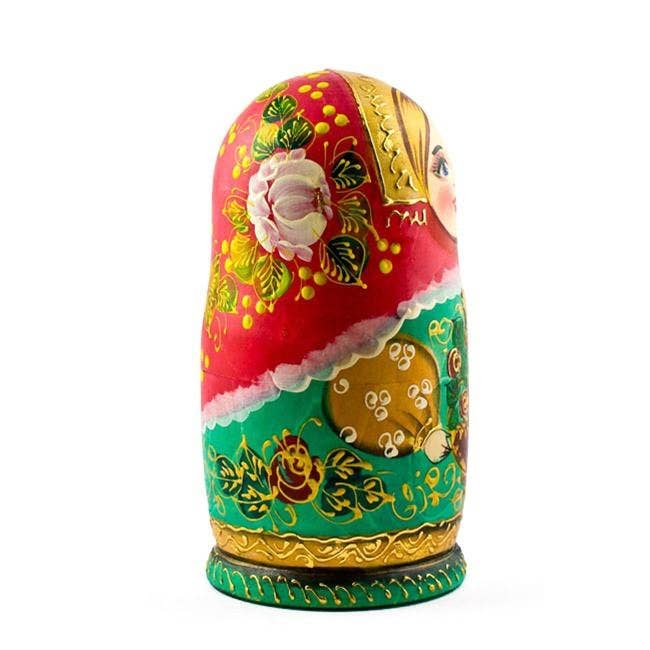 BestPysanky – wholesale Docka - Barn – 5 flickor med korgblommor ryska dockor 16,5 cm