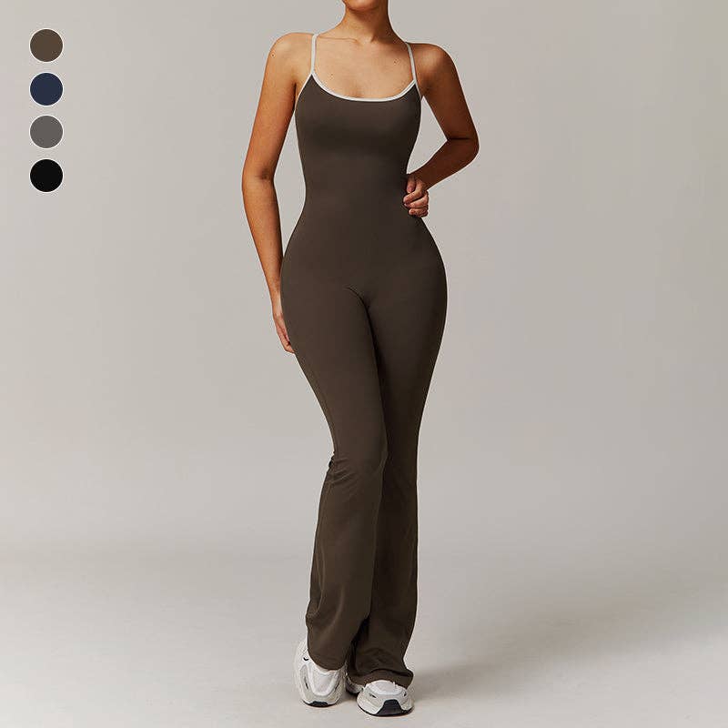 WONDERXFANS - Wholesale Jumpsuit - Women's - Hollow back yoga suit hip-lifting pleated flared jumpsuit2