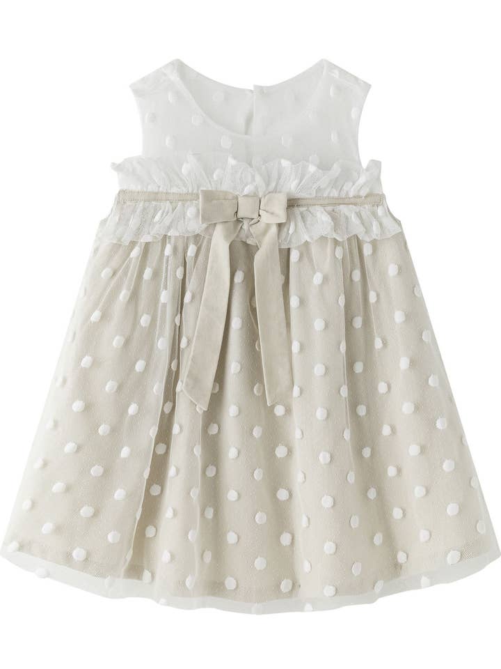 Ceremoniklänning för flicka 3-9 år beige med tyll och rosett JGV96702 för wholesale av Newness Kids