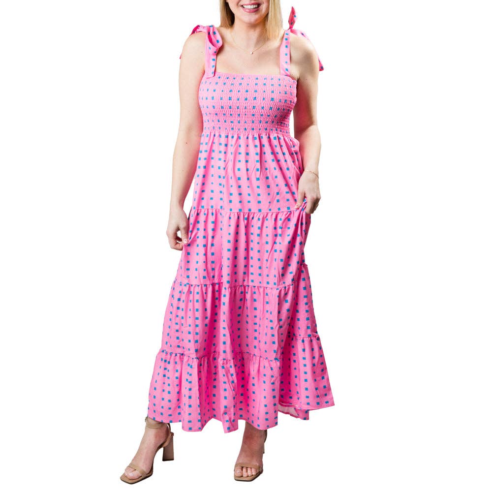 Top It Off - Wholesale Dress - Women's - Raquel Tiered Maxi Dress Smocked Bodice - On Sale3