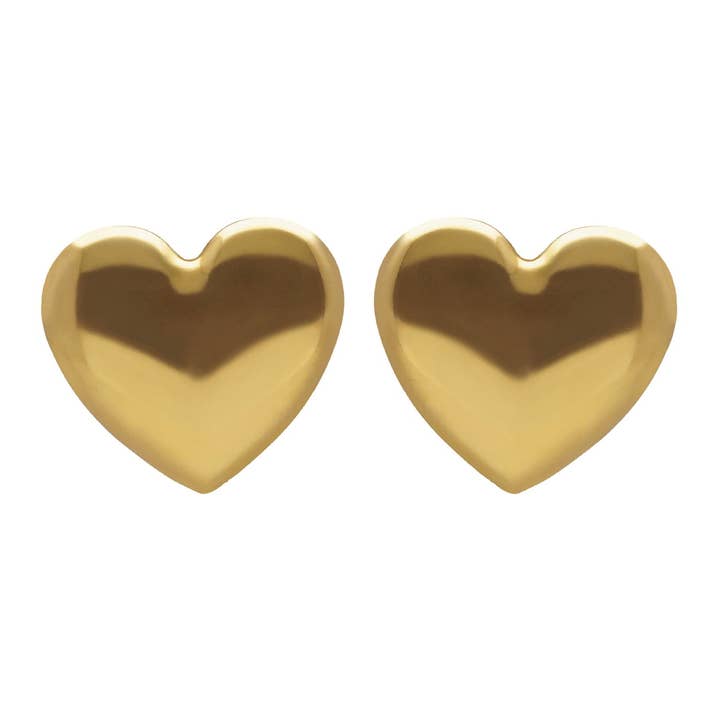 Muá large heart button earrings in silver for wholesale by Victoria Cruz