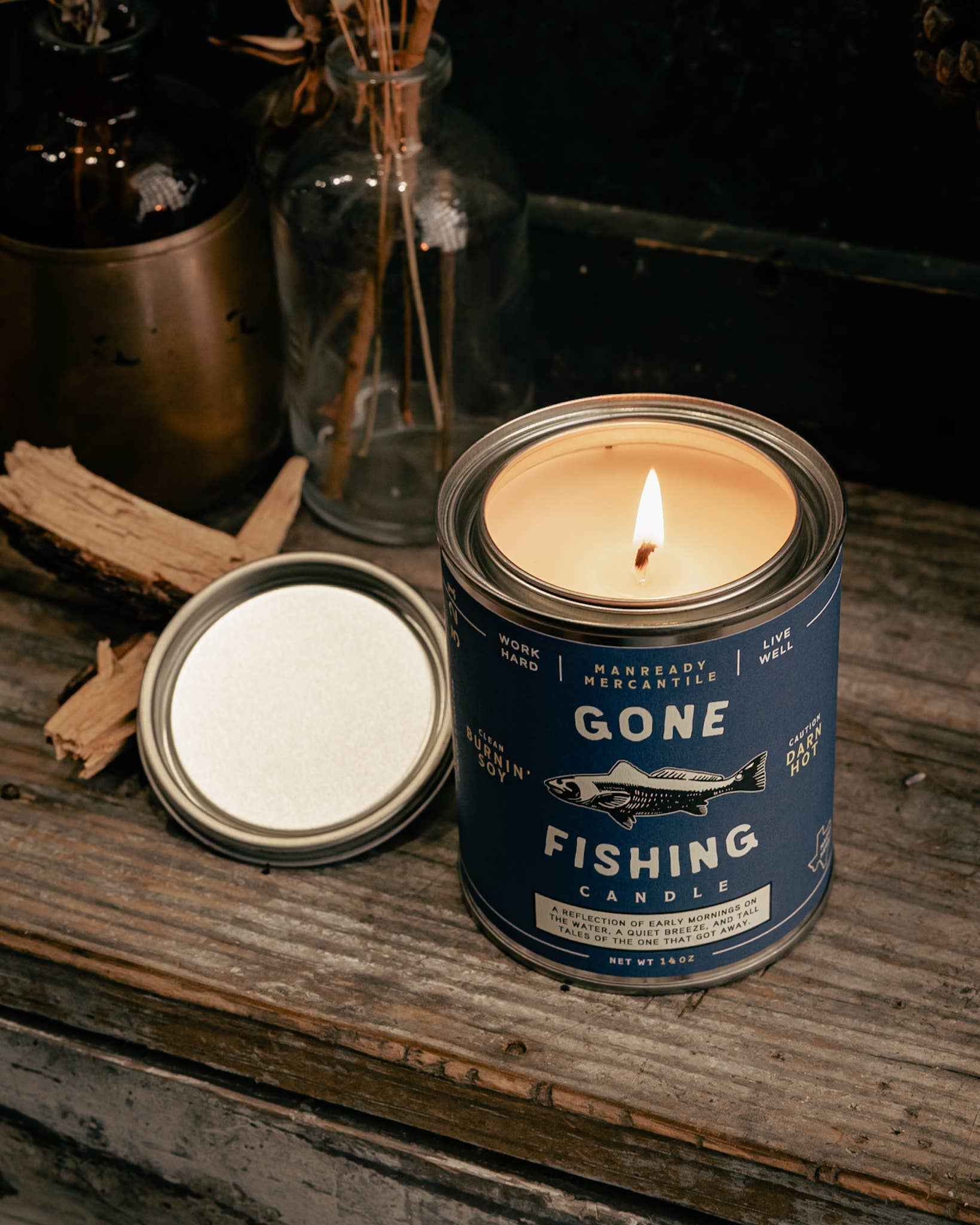 Manready Mercantile - Wholesale Jar/Filled Candle - Candle | The Americana Series | Gone Fishing2