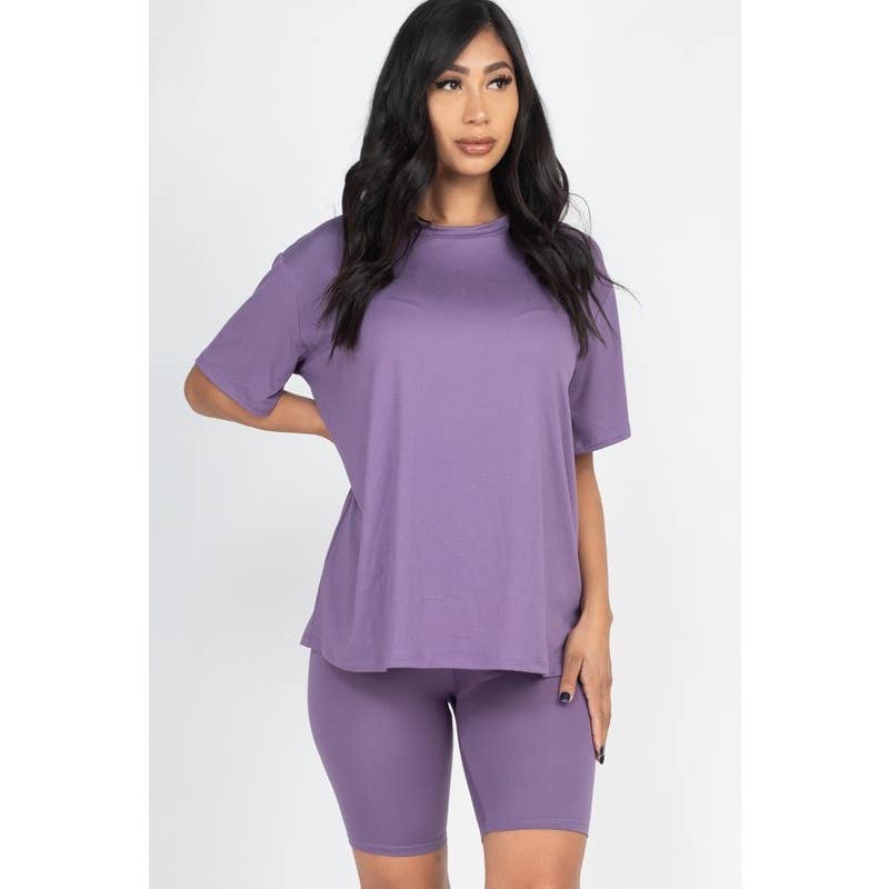 Paperdoll - Venta al por mayor Conjuntos de top y pantalón corto (NO para estar en casa) - Mujer - Conjunto de camiseta holgada de ajuste suelto y pantalones cortos de ciclismo20