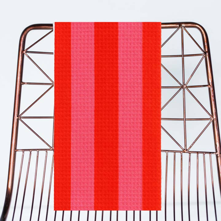 Pano de Cozinha do Dia dos Namorados Risca Cor-de-Rosa e Vermelha Microfibra por atacado de Aspen Lane