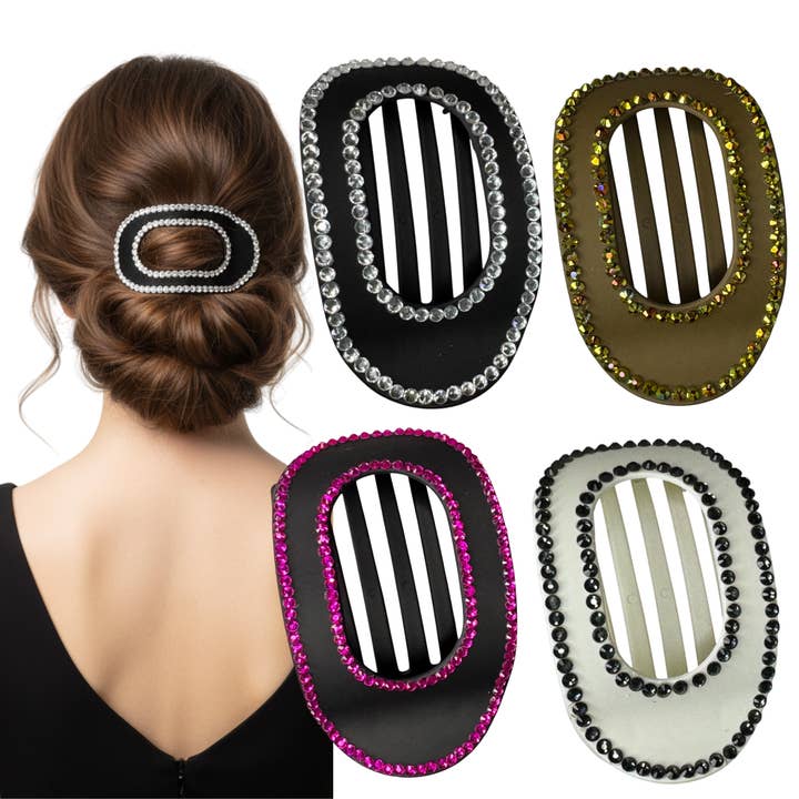 Handmade Rhinestone Hair Claw Clip Large Flat Matte 4-Pcs for wholesale by DeNob creations