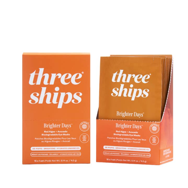 Three Ships (No Duties | Ships from US/CA | USMCA Compliant) - Wholesale Eye Treatment Mask - Brighter Days Eye Mask - Display (15 x 1-ct Sachets)0