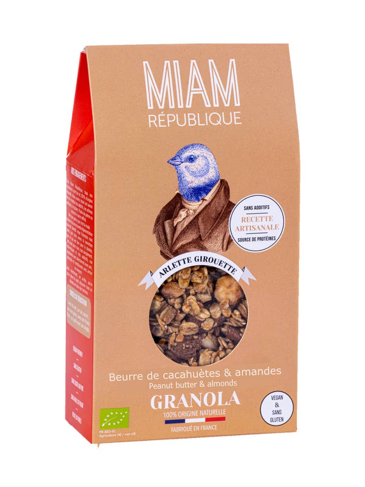 Organic Peanut Butter & Almond Granola - 12.34 oz - 350g - for wholesale by MIAM REPUBLIQUE