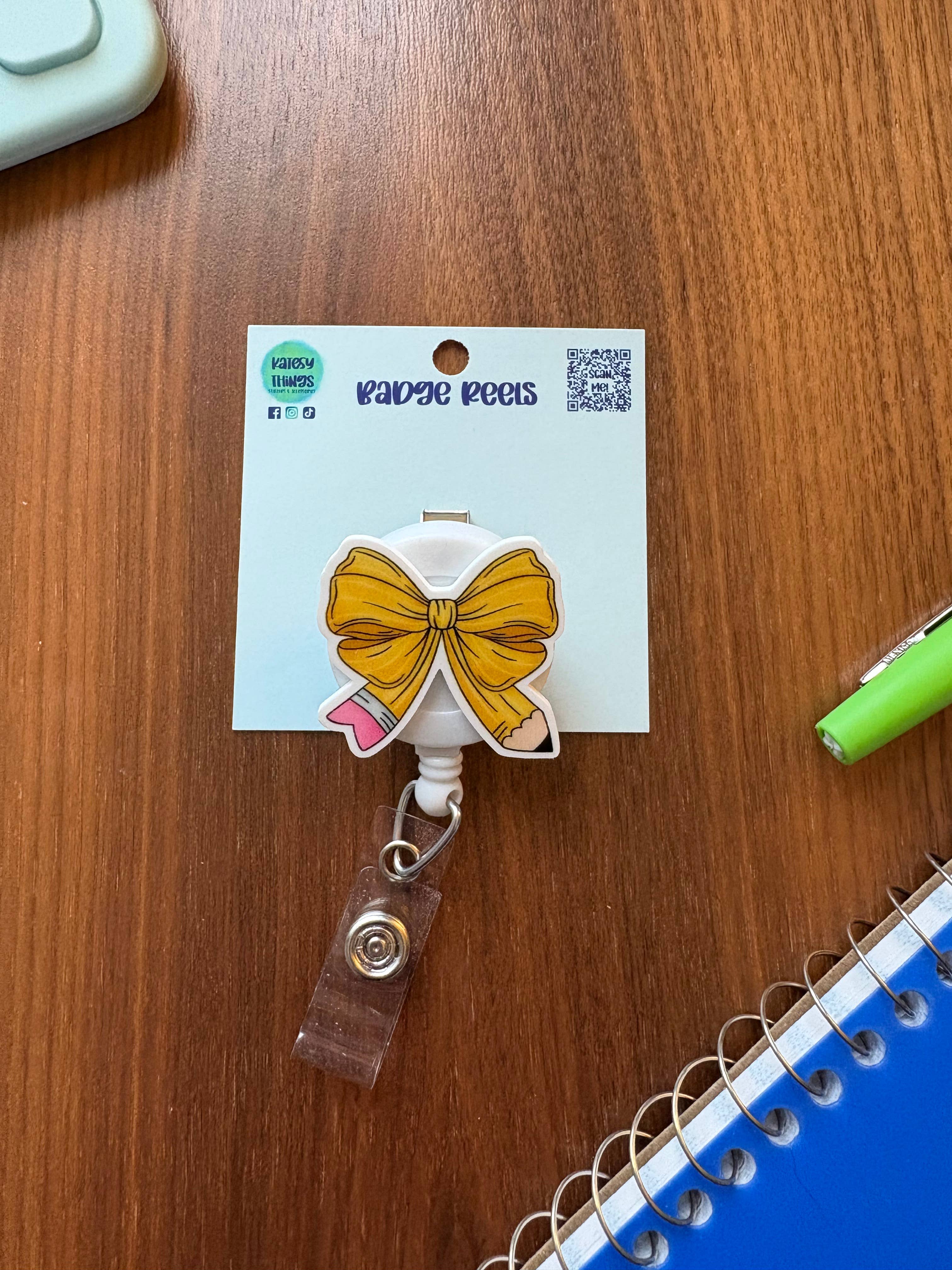 Katesy Things - Wholesale Badge Accessory - Women's - Pencil Bow Badge Reel - Teacher