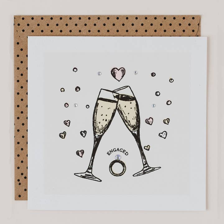 Engagement flutes Engagement Card for wholesale by Apple & Clover